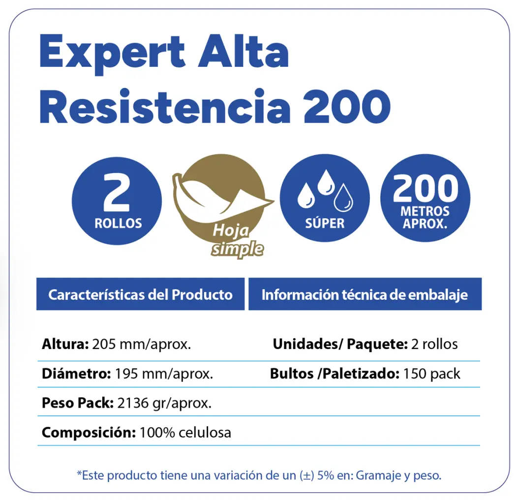 Toalla de papel alta resistencia